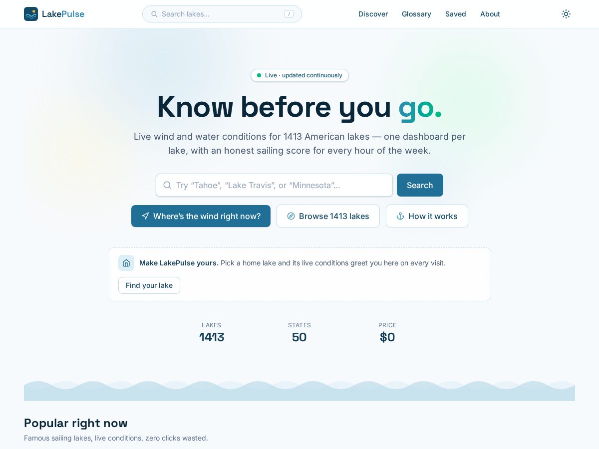 Landing-page snapshot of lakepulse.org