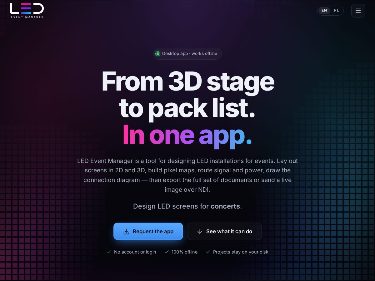 Landing-page snapshot of led-manager.com