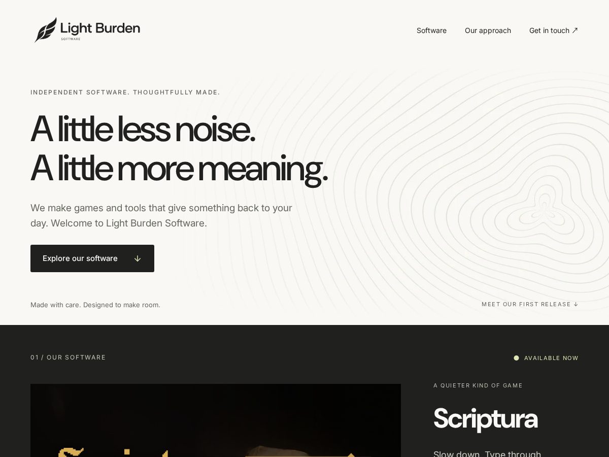Landing-page snapshot of lightburden.tech