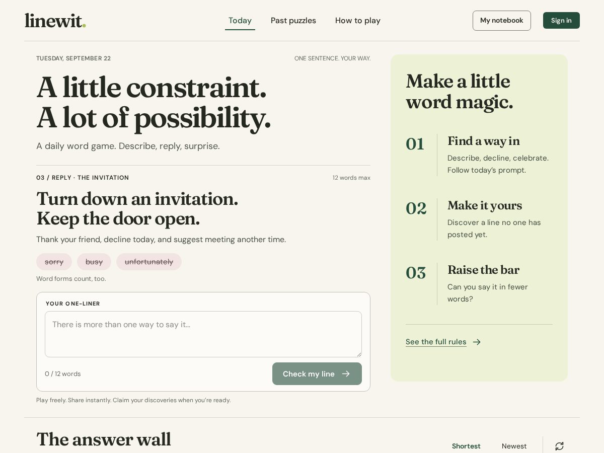 Landing-page snapshot of linewit.app