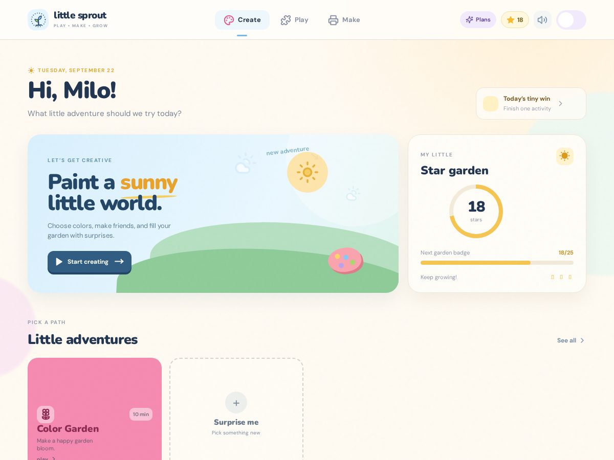 Landing-page snapshot of littlesprout.art