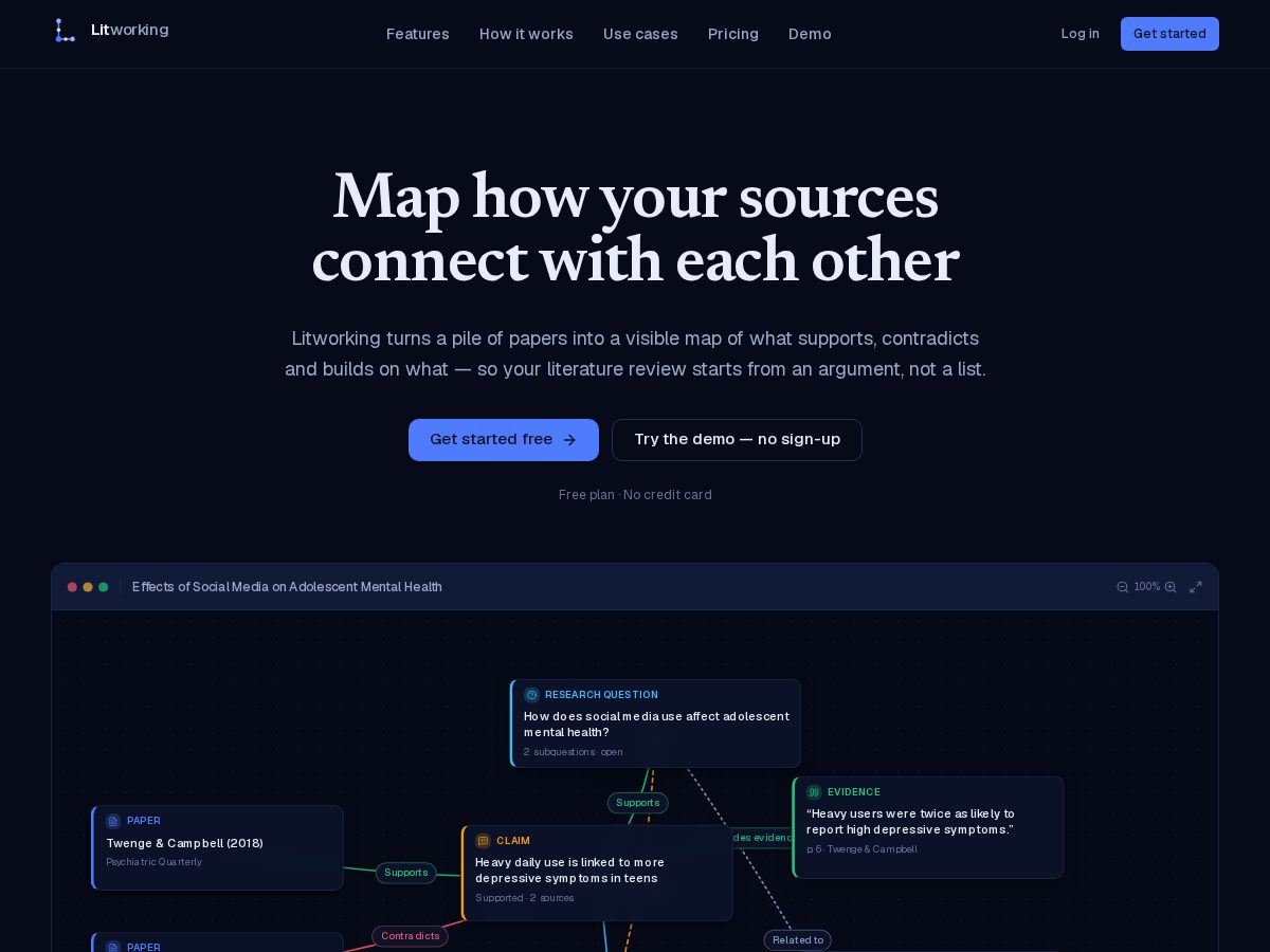 Landing-page snapshot of litworking.com