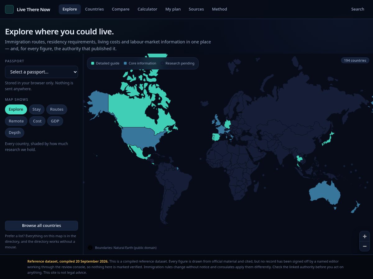 Landing-page snapshot of livetherenow.com