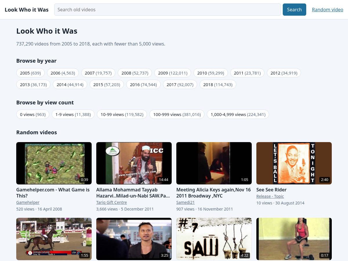 Landing-page snapshot of lookwhoitwas.com