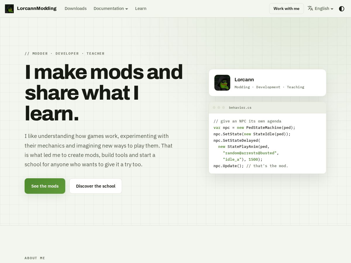 Landing-page snapshot of lorcannmodding.com