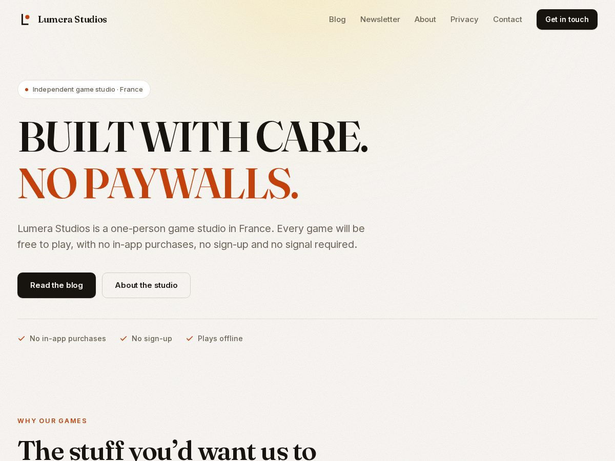 Landing-page snapshot of lumerastudios.com