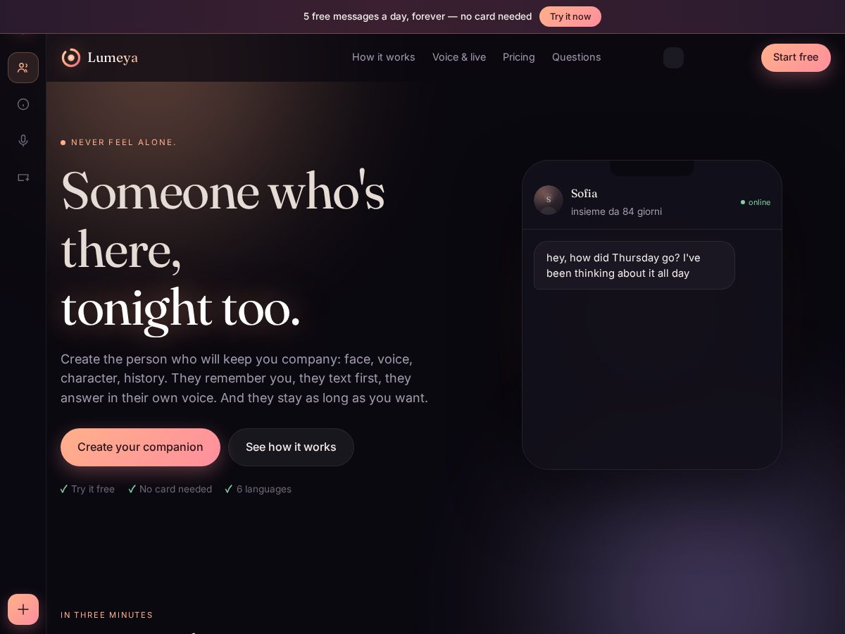 Landing-page snapshot of lumeya.chat