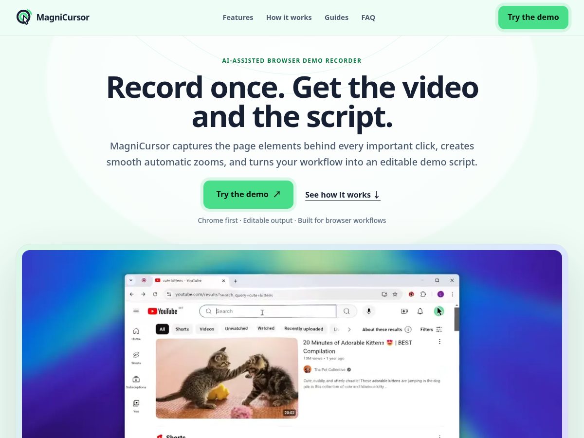 Landing-page snapshot of magnicursor.com