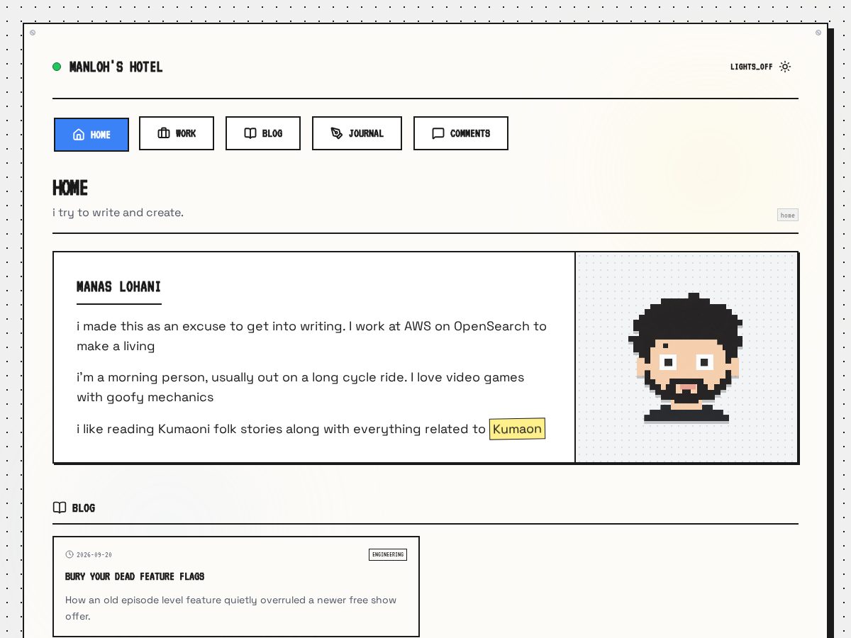 Landing-page snapshot of manaslohani.com