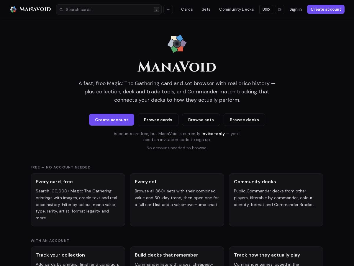 Landing-page snapshot of manavoid.app
