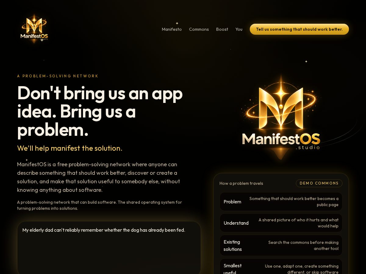 Landing-page snapshot of manifestos.studio