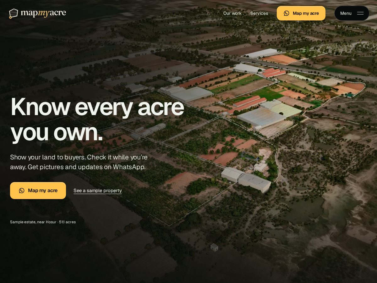 Landing-page snapshot of mapmyacre.tech