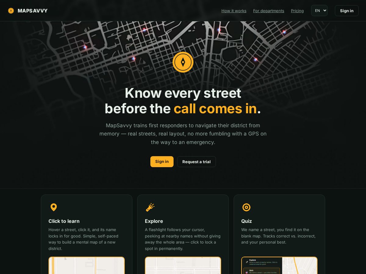 Landing-page snapshot of mapsavvy.app