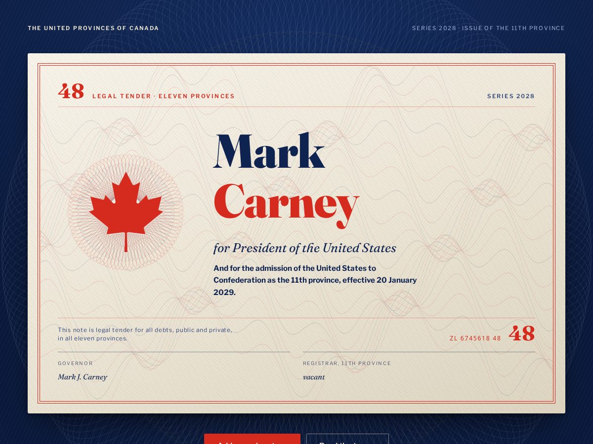 Landing-page snapshot of markcarneypotus2028.com