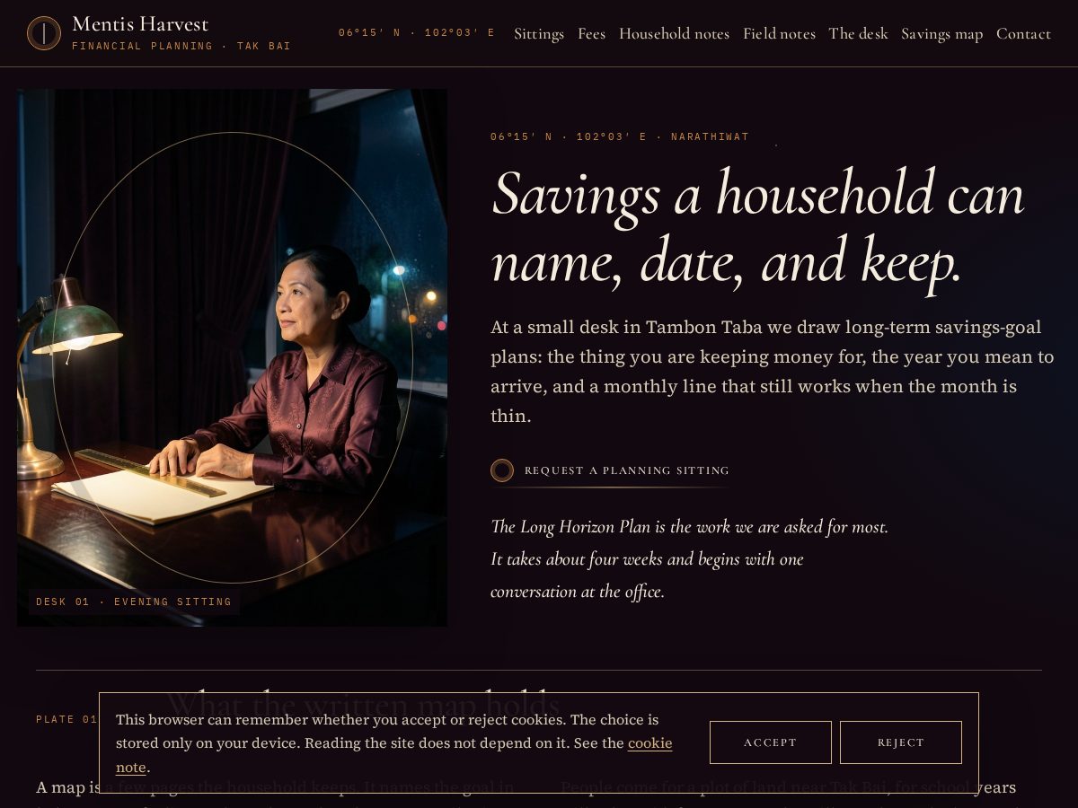 Landing-page snapshot of mentisharvest.click
