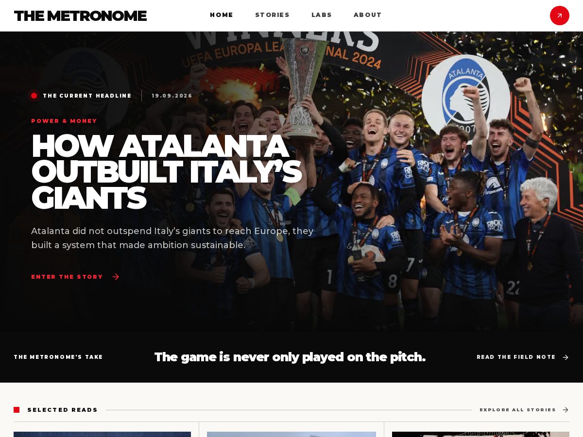Landing-page snapshot of metronomefootball.com