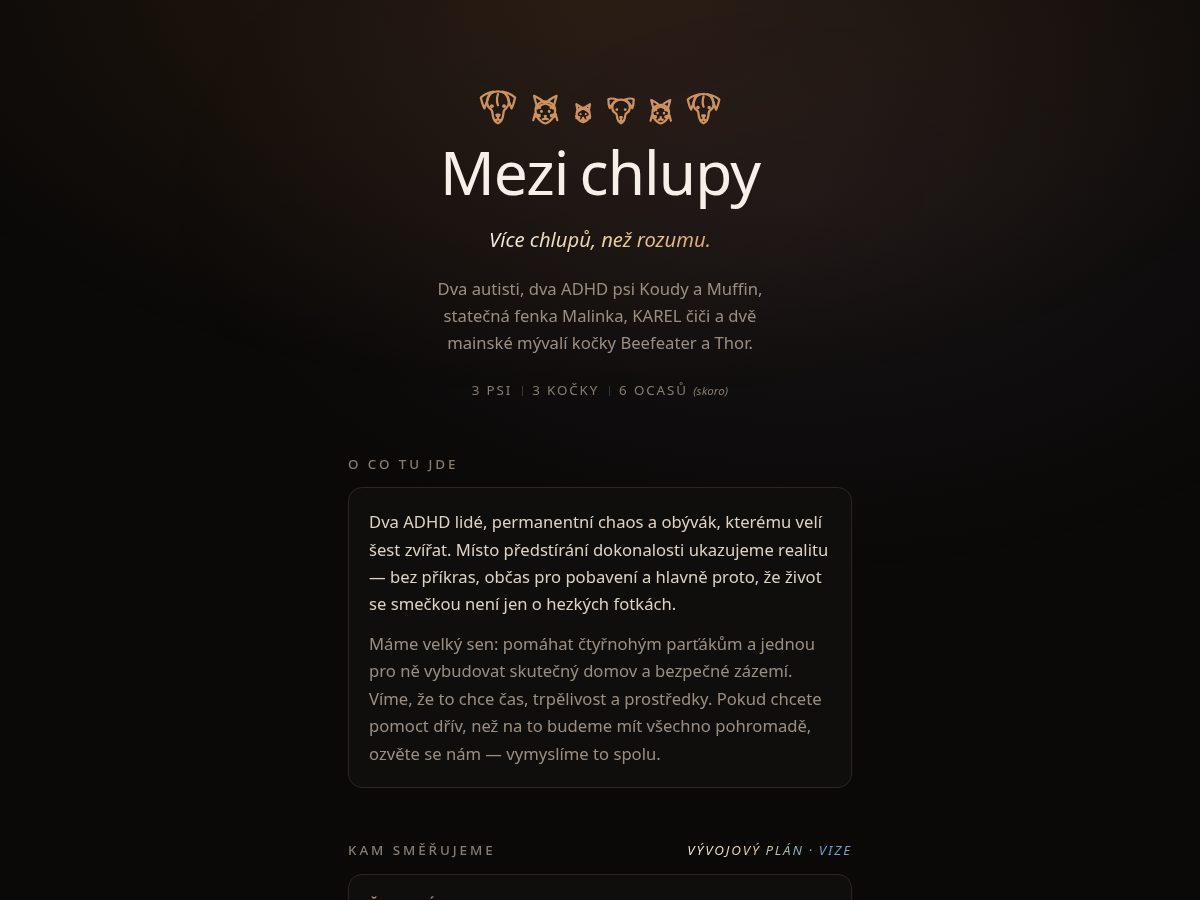 Landing-page snapshot of mezichlupy.com