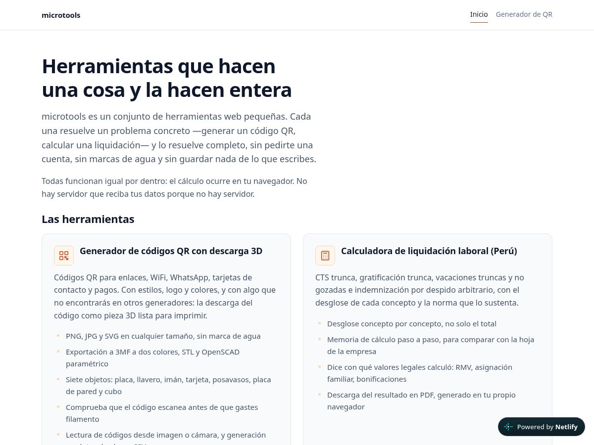 Landing-page snapshot of microtools.lat