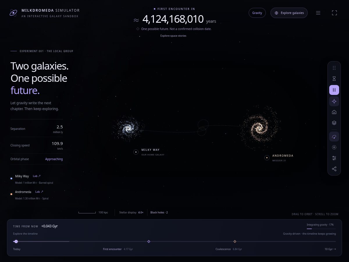 Landing-page snapshot of milkdromeda.space