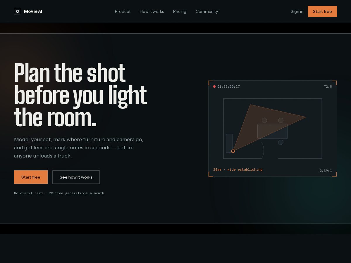 Landing-page snapshot of movieai.site