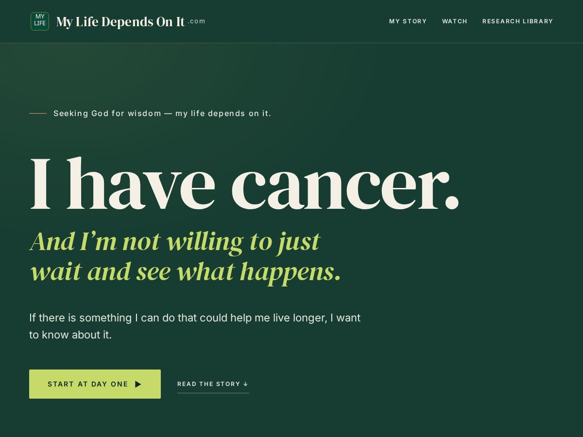 Landing-page snapshot of mylifedependsonit.com