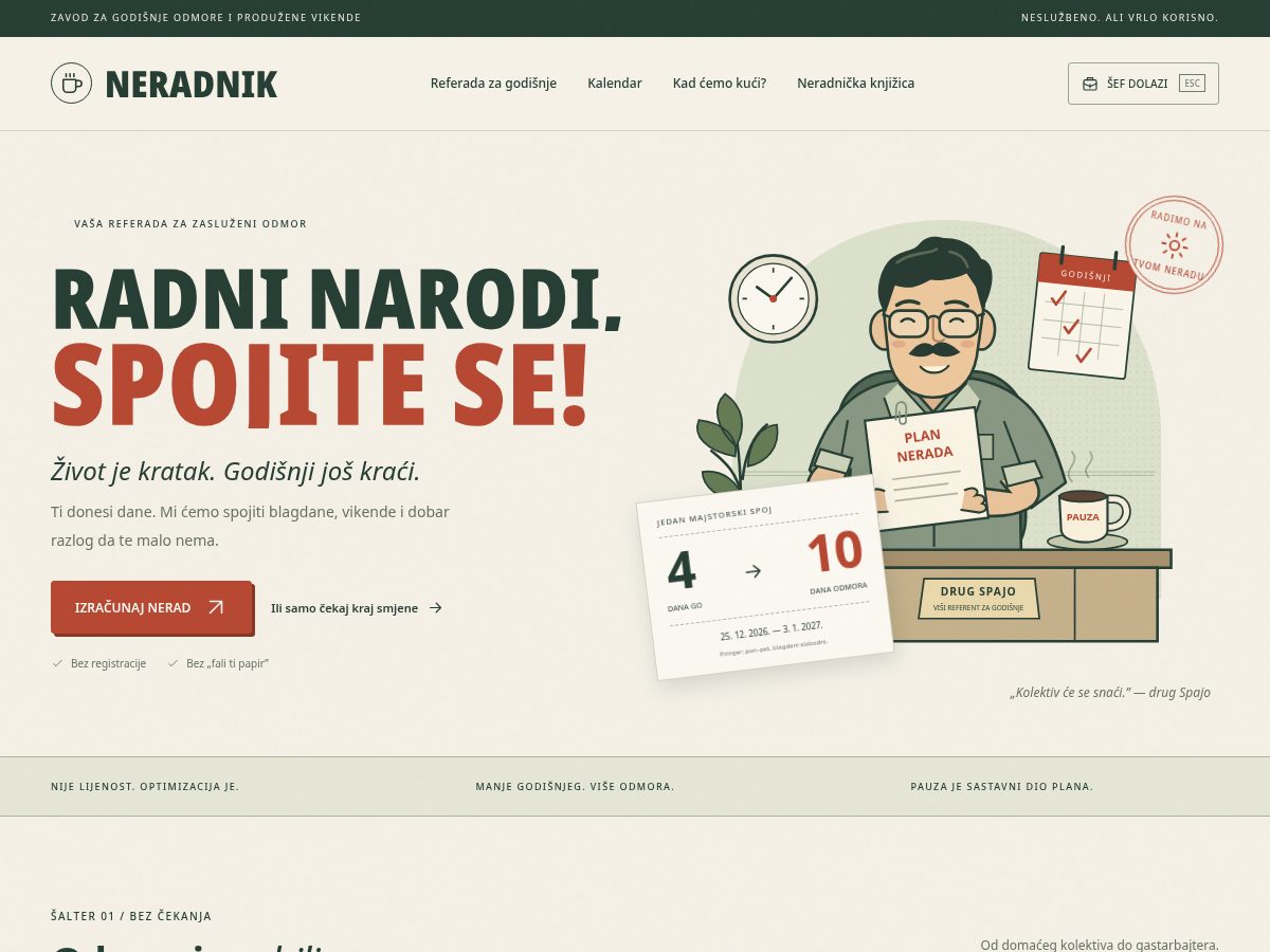 Landing-page snapshot of neradnik.com