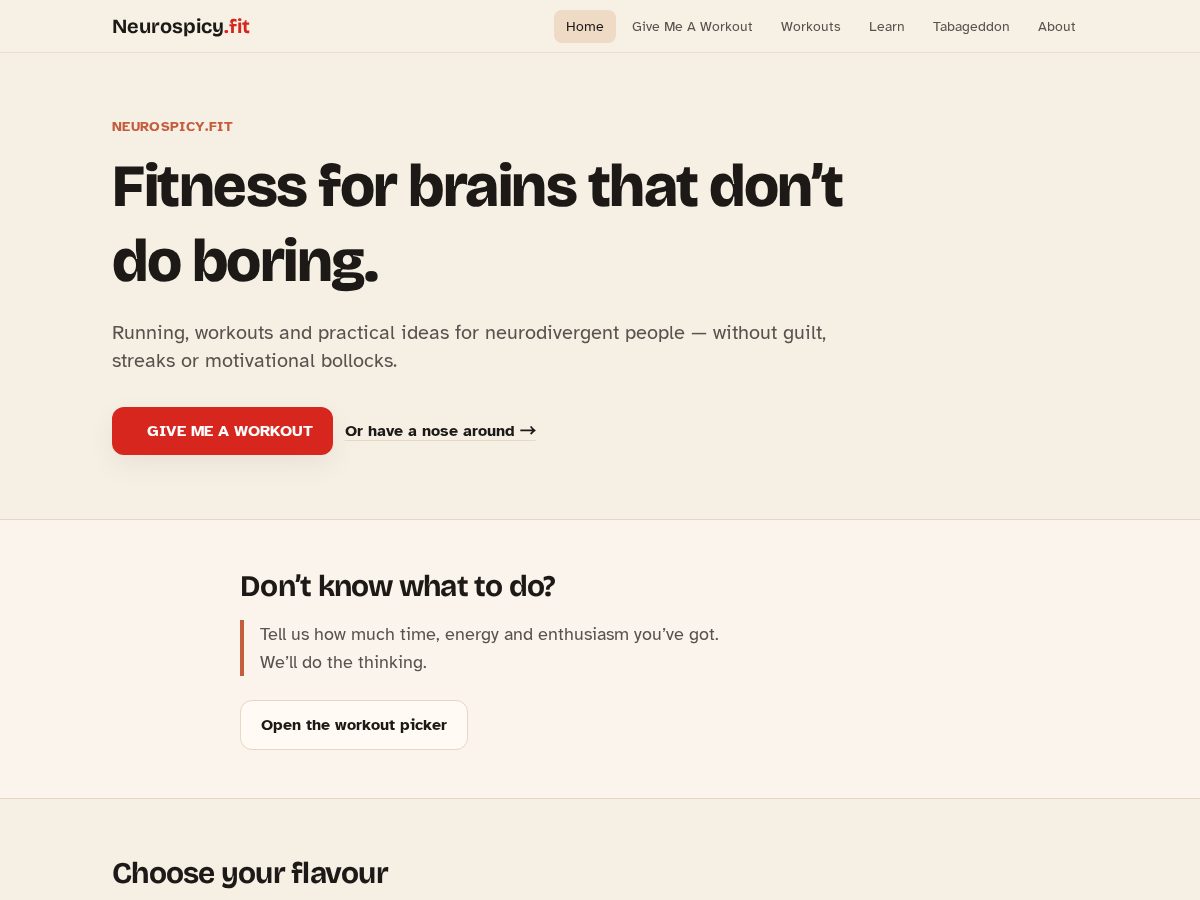 Landing-page snapshot of neurospicy.fit