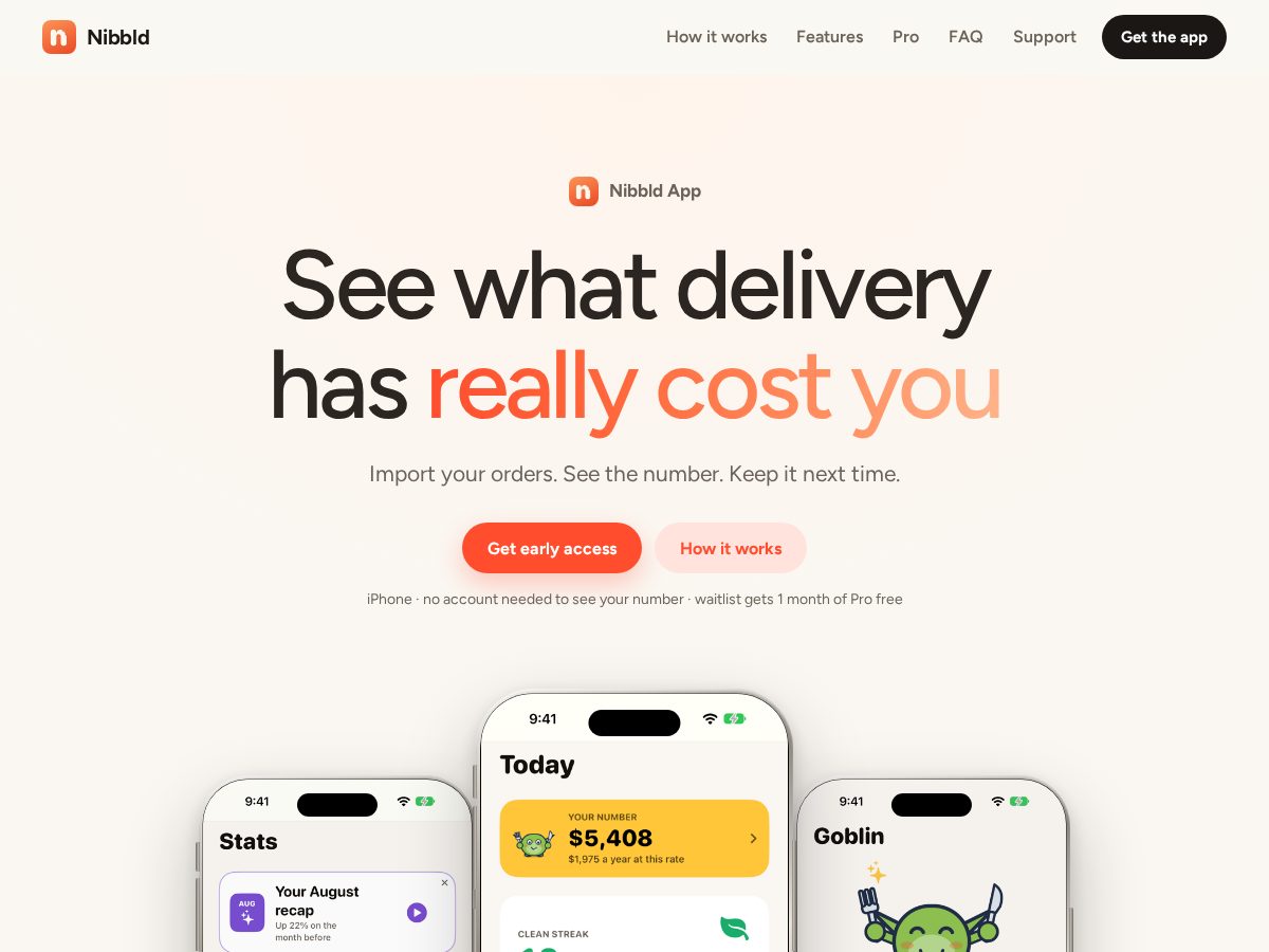 Landing-page snapshot of nibbld.app