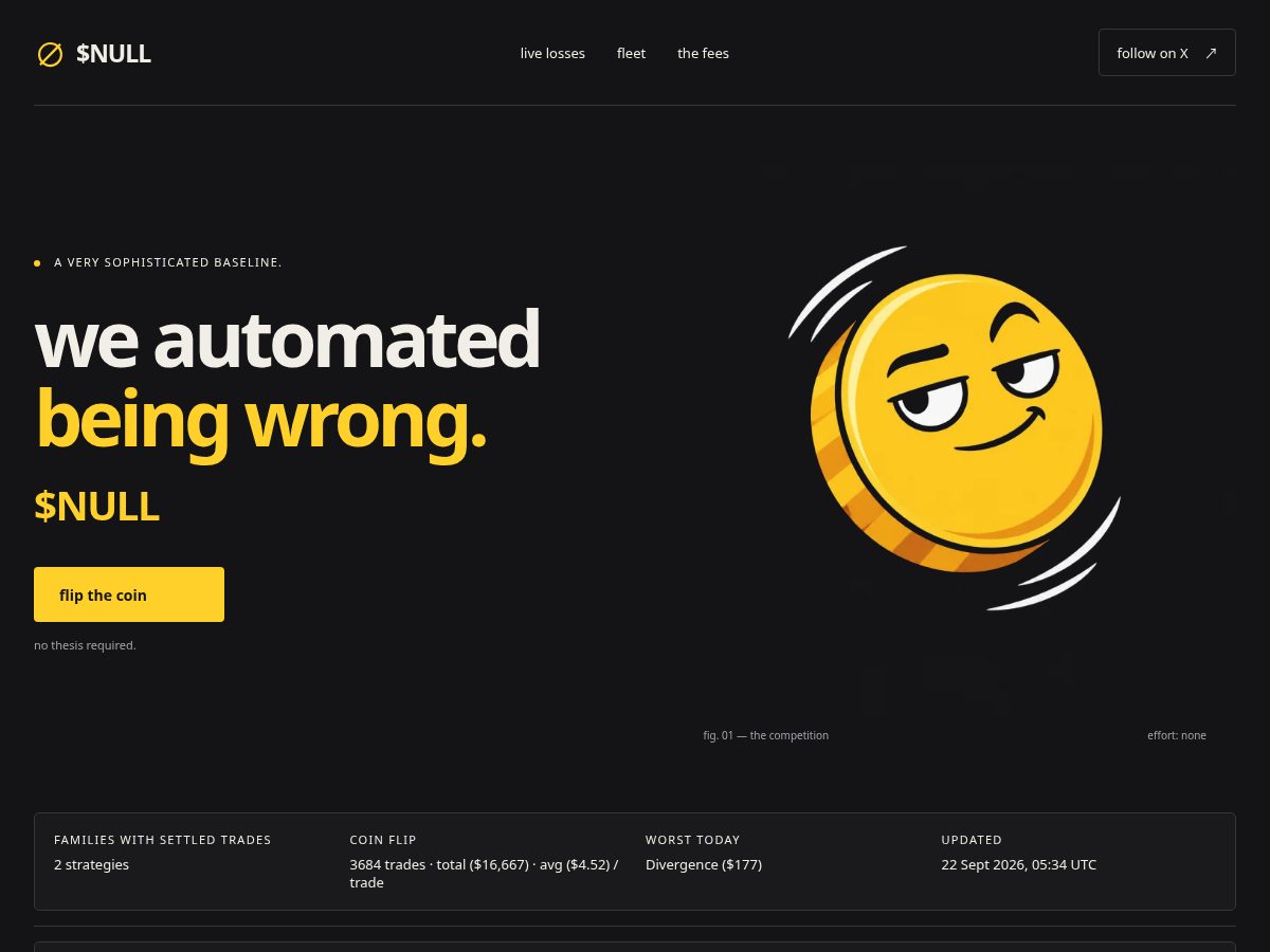 Landing-page snapshot of nullcoin.fun