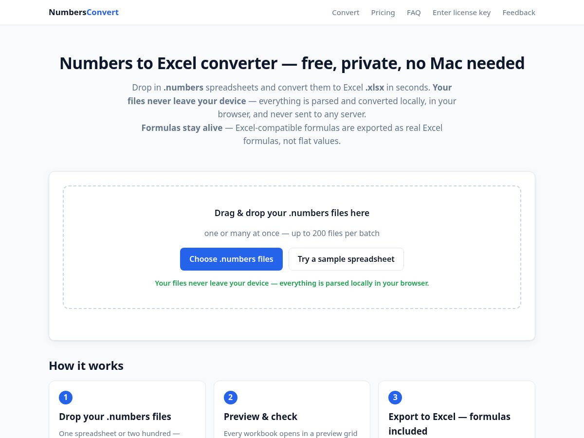 Landing-page snapshot of numbersconvert.com