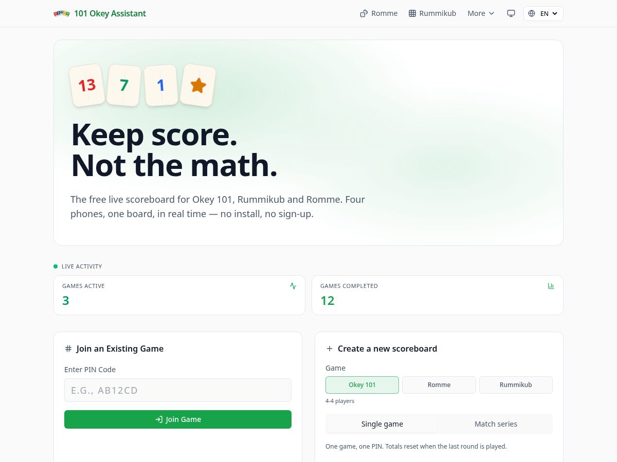 Landing-page snapshot of okey101.app