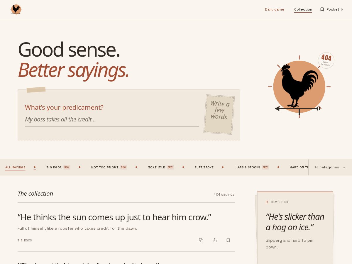 Landing-page snapshot of oldtownsayings.com