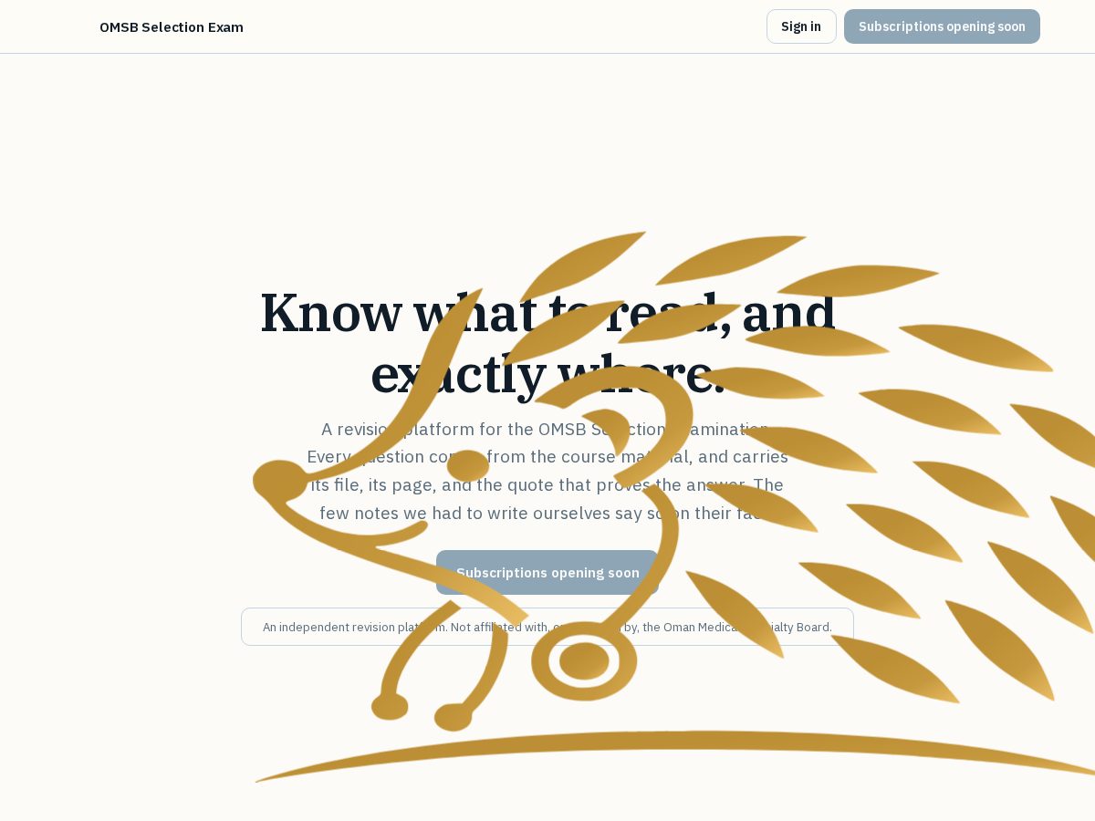Landing-page snapshot of omandoc.com
