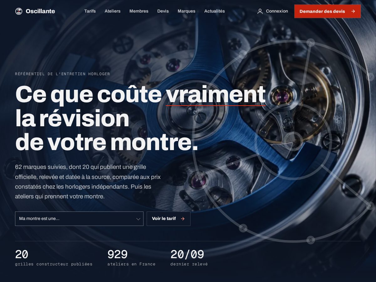 Landing-page snapshot of oscillante.com