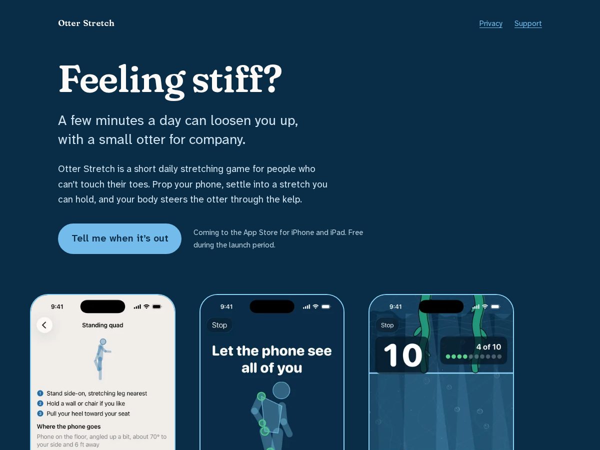 Landing-page snapshot of otterstretch.com