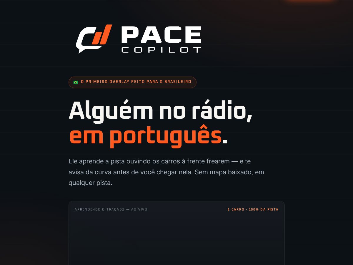 Landing-page snapshot of pacecopilot.com