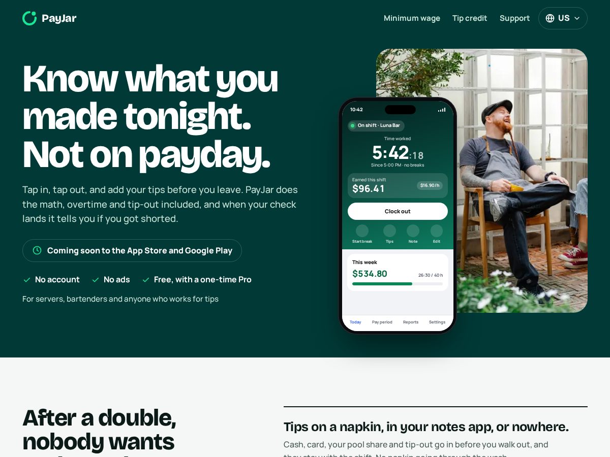 Landing-page snapshot of payjar.app