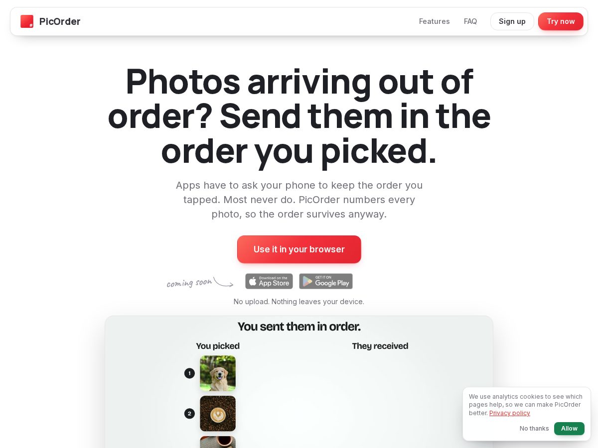Landing-page snapshot of picorder.app