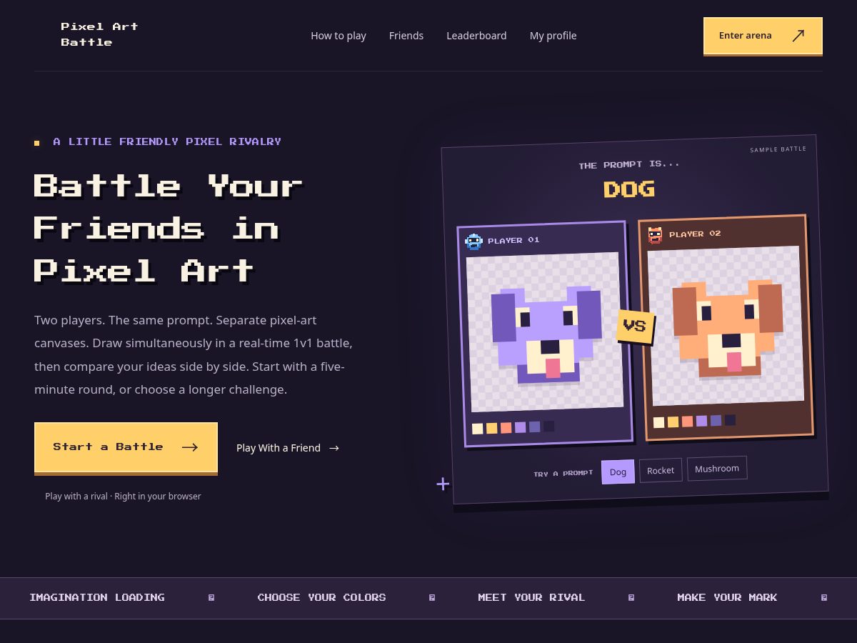 Landing-page snapshot of pixelartbattle.com