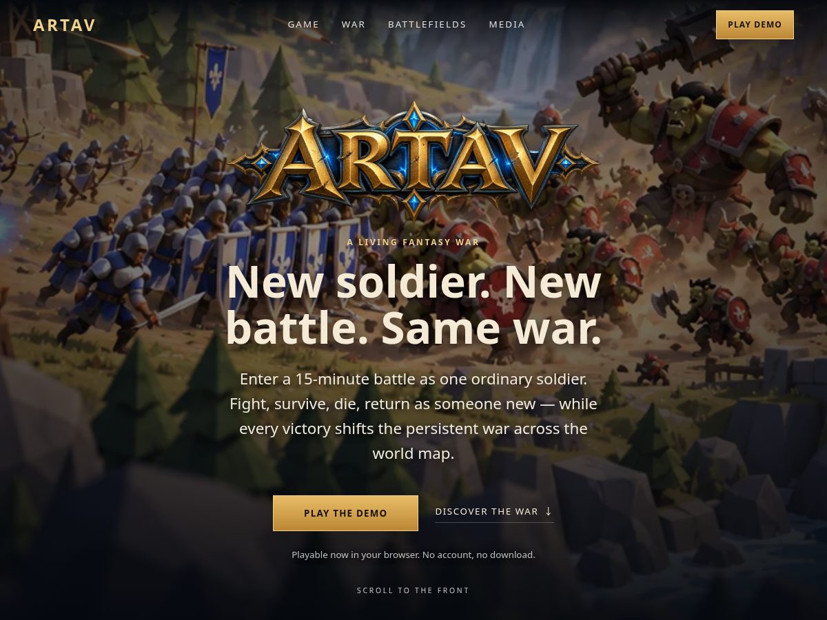 Landing-page snapshot of playartav.com