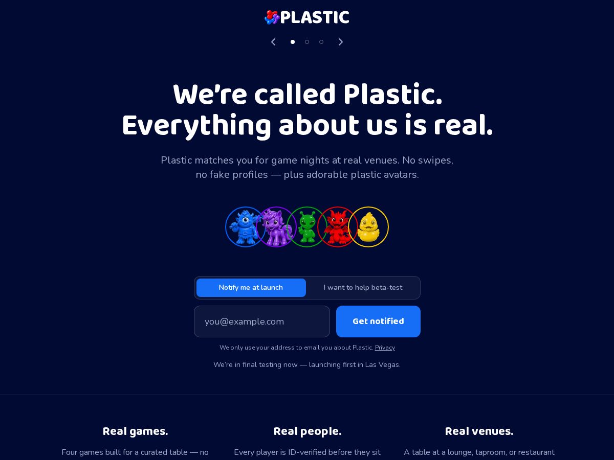 Landing-page snapshot of playplastic.app