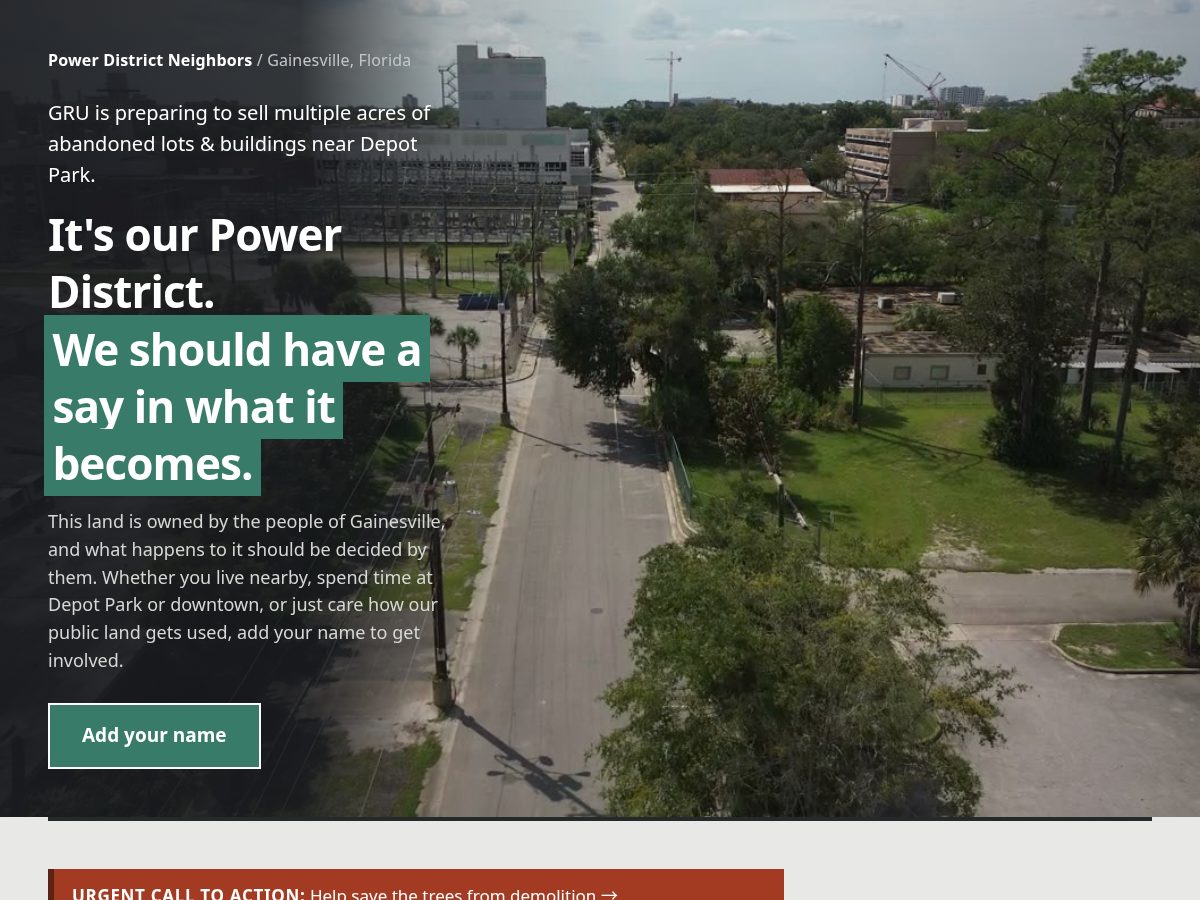 Landing-page snapshot of powerdistrictneighbors.org