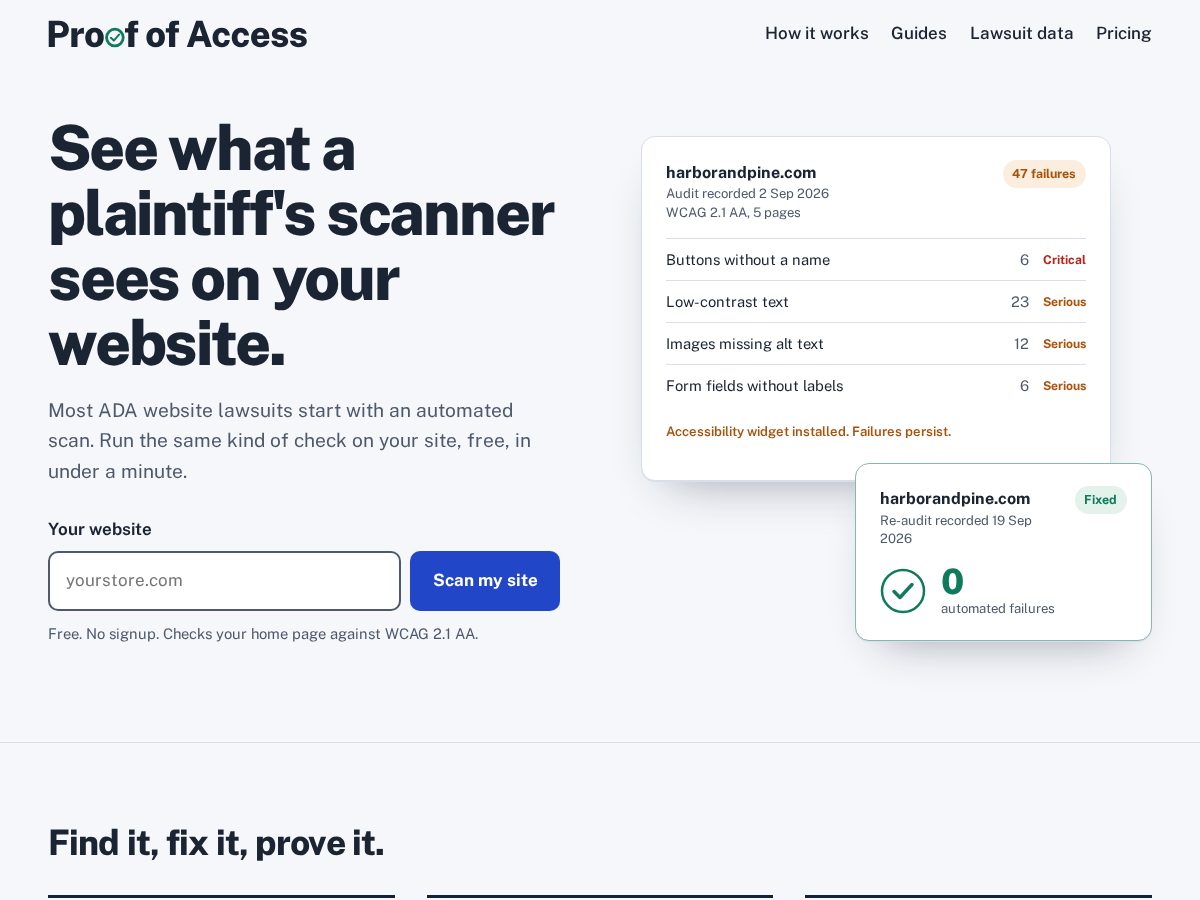 Landing-page snapshot of proofofaccess.com
