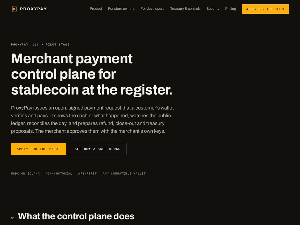 Landing-page snapshot of proxypay.app