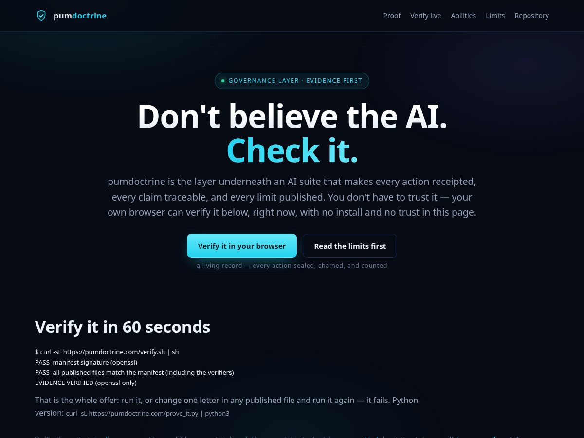 Landing-page snapshot of pumdoctrine.com