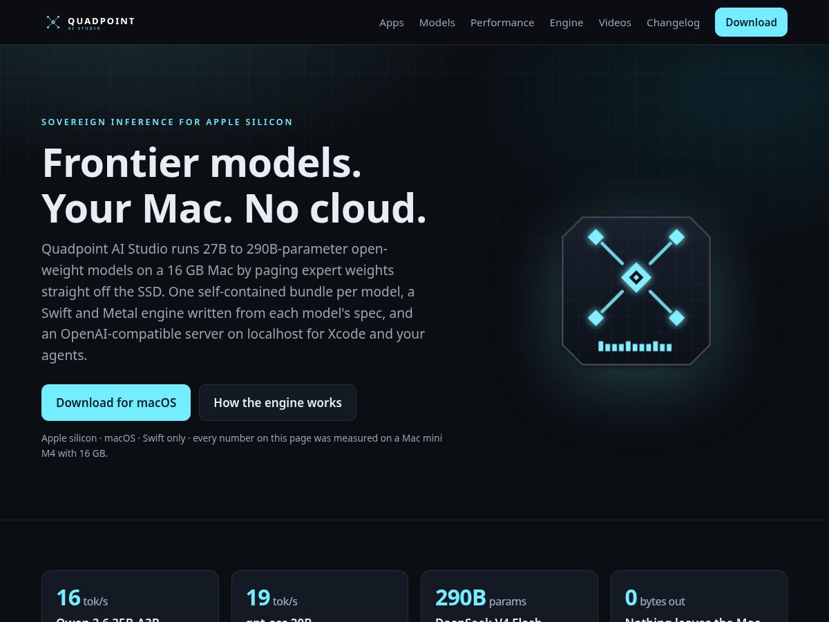 Landing-page snapshot of quadpointstudio.com