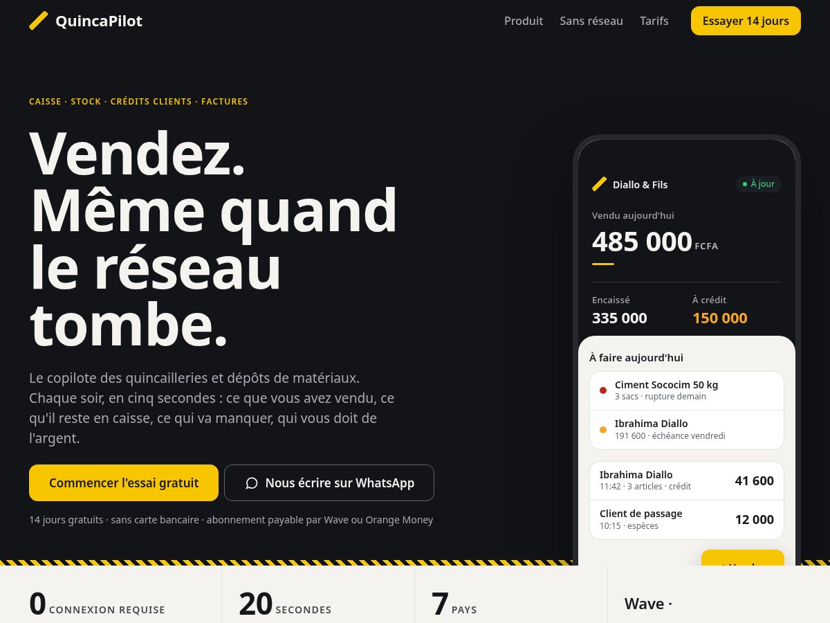 Landing-page snapshot of quincapilot.com