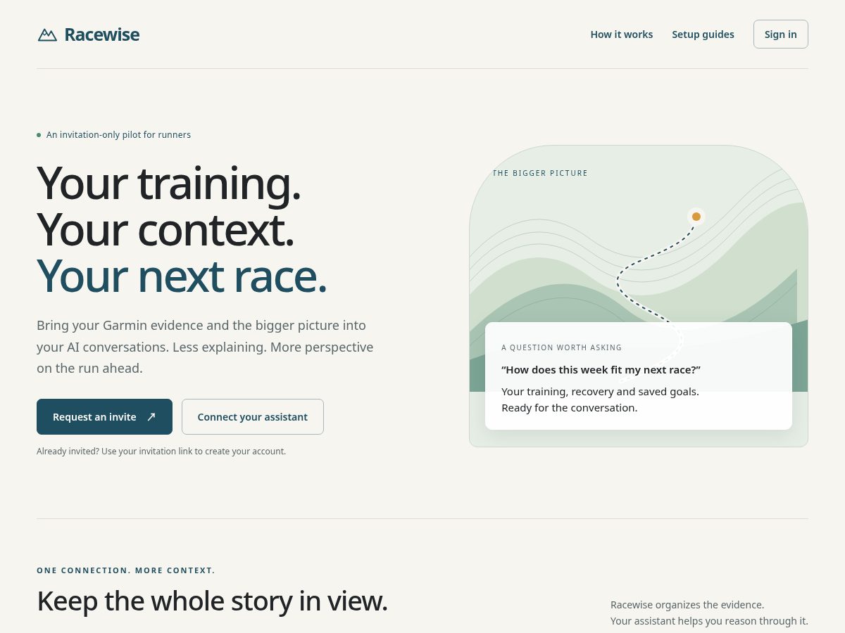 Landing-page snapshot of racewise.run