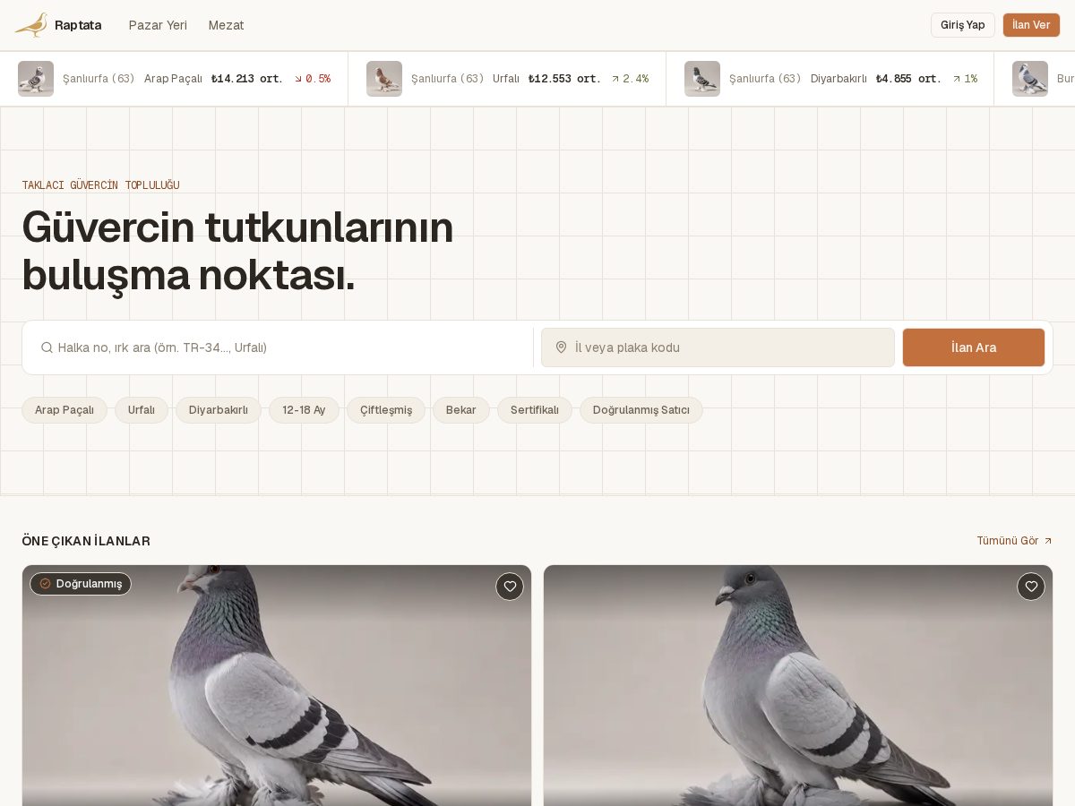 Landing-page snapshot of raptata.com