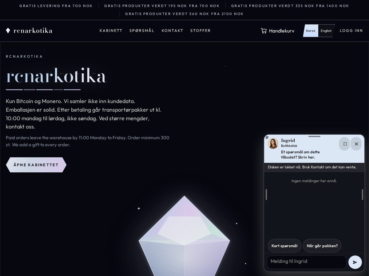 Landing-page snapshot of rcnarkotika.net